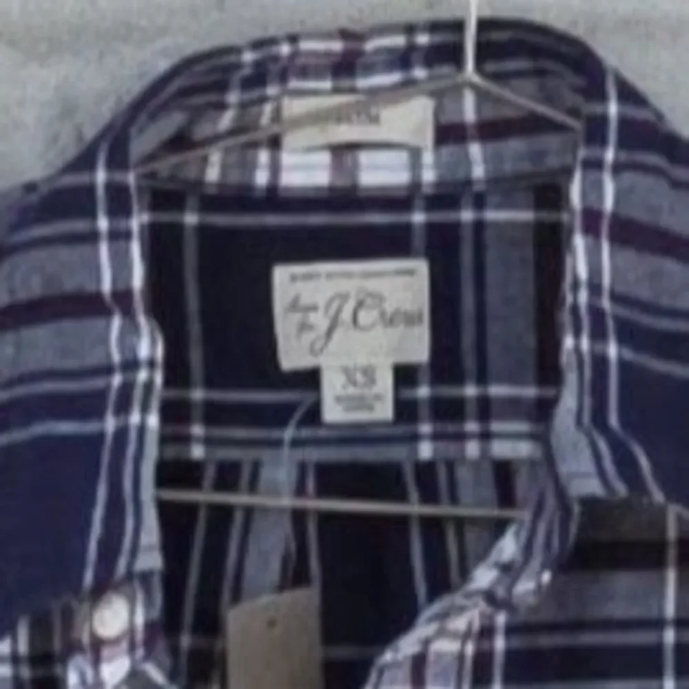 J.CREW Plaid Flannel Long Sleeve Button Down Shirt Navy Burgundy Size XS